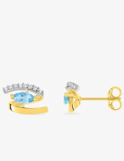 Boucles d'oreilles clous or jaune 375‰ et topaze SO OR