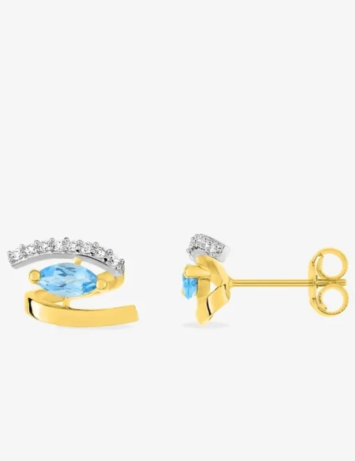 Boucles d'oreilles clous or jaune 375‰ et topaze SO OR