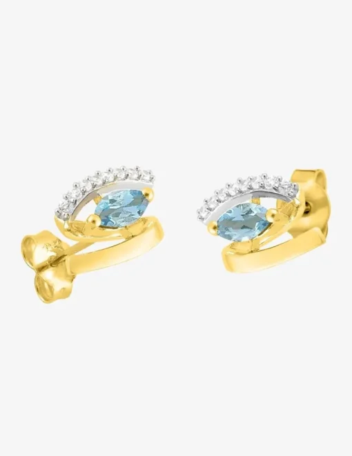 Boucles d'oreilles clous or jaune 375‰ et topaze SO OR