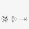 Boucles d'oreilles clous or blanc 750 ‰, oxyde de zirconium 6 mm SO OR