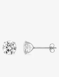 Boucles d'oreilles clous or blanc 750 ‰, oxyde de zirconium 6 mm SO OR