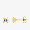 Boucles d'oreilles clous or jaune 750 ‰, oxyde de zirconium 5 mm SO OR