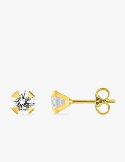 Boucles d'oreilles clous or jaune 750 ‰, oxyde de zirconium 5 mm SO OR