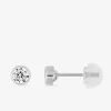 Boucles d'oreilles clous or blanc 750 ‰, oxyde de zirconium 4 mm serti clos SO OR