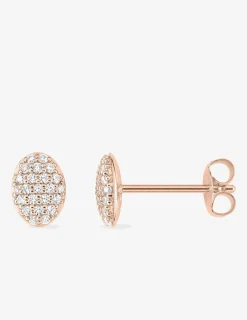 Boucles d'oreilles clous ovale plaqué or rose et oxyde de zirconium SO OR
