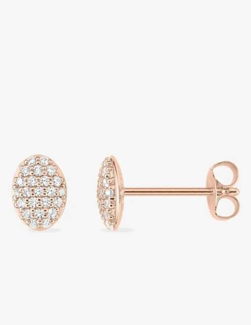Boucles d'oreilles clous ovale plaqué or rose et oxyde de zirconium SO OR