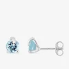 Boucles d'oreilles clous or blanc 375 ‰, topaze bleue traitée SO OR