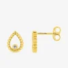 Boucles d'oreilles clous or jaune 375 ‰ et oxyde de zirconium serti clos SO OR