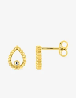 Boucles d'oreilles clous or jaune 375 ‰ et oxyde de zirconium serti clos SO OR