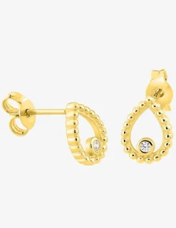 Boucles d'oreilles clous or jaune 375 ‰ et oxyde de zirconium serti clos SO OR