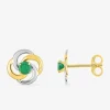 Boucles d'oreilles clous or jaune 375 ‰, rhodium et émeraude SO OR