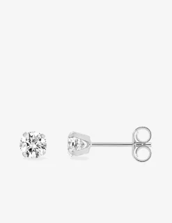 Boucles d'oreilles clous or blanc 375 ‰ et oxyde de zirconium 4 mm SO OR