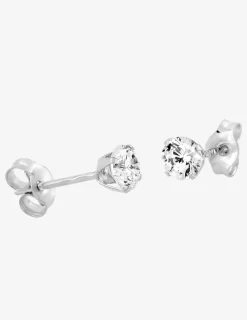 Boucles d'oreilles clous or blanc 375 ‰ et oxyde de zirconium 4 mm SO OR