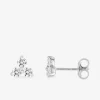 Boucles d'oreilles clous or blanc 375 ‰ et trio d'oxydes de zirconium SO OR