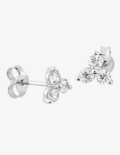 Boucles d'oreilles clous or blanc 375 ‰ et trio d'oxydes de zirconium SO OR