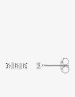 Boucles d'oreilles clous or blanc 375 ‰, trio d'oxydes de zirconium SO OR