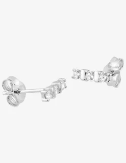 Boucles d'oreilles clous or blanc 375 ‰, trio d'oxydes de zirconium SO OR