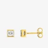 Boucles d'oreilles clous or jaune 375‰ et oxyde de zirconium carré SO OR
