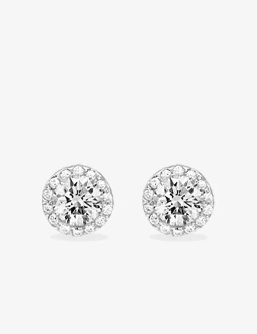 Boucles d'oreilles clous oxyde de zirconium accompagné argent 925‰ rhodié SO OR