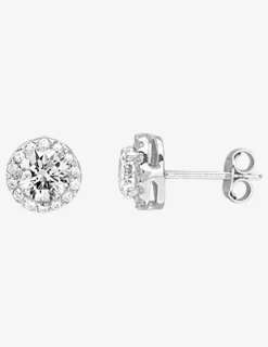 Boucles d'oreilles clous oxyde de zirconium accompagné argent 925‰ rhodié SO OR