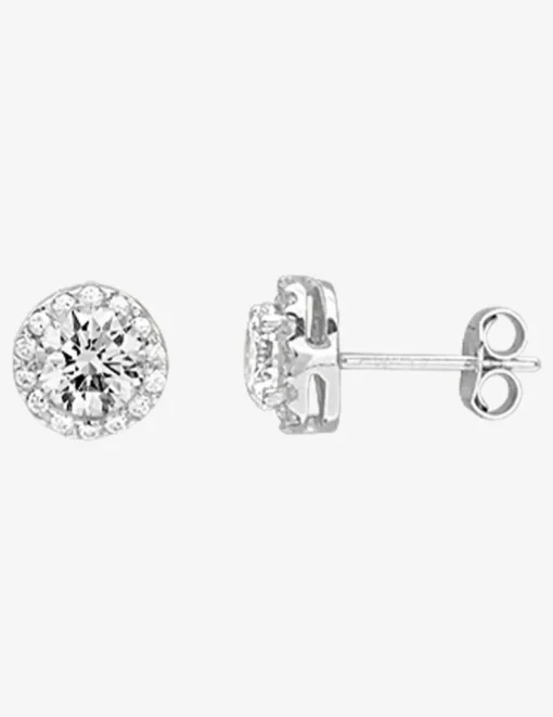 Boucles d'oreilles clous oxyde de zirconium accompagné argent 925‰ rhodié SO OR