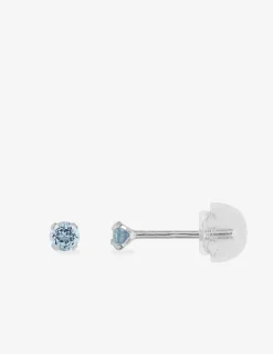 Boucles d'oreilles clous or blanc 375‰, topaze 3 mm SO OR