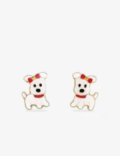 Boucles d'oreilles clous petits chiens or jaune 375 ‰ SO OR