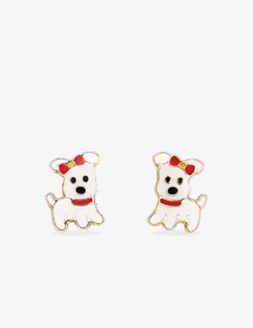 Boucles d'oreilles clous petits chiens or jaune 375 ‰ SO OR