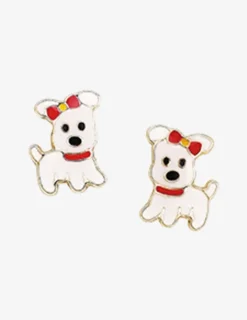 Boucles d'oreilles clous petits chiens or jaune 375 ‰ SO OR