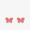 Boucles d'oreilles clous papillon plaqué or et laque rose et blanche SO OR