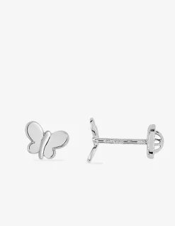 Boucles d'oreilles clous papillon or blanc 750 ‰ SO OR