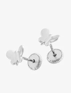 Boucles d'oreilles clous papillon or blanc 750 ‰ SO OR