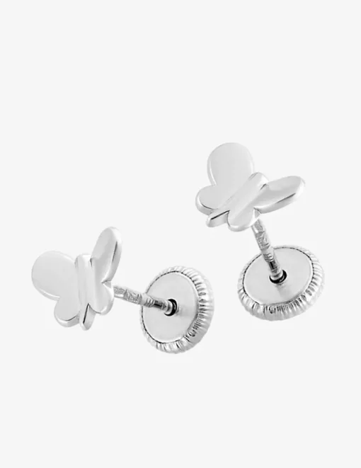 Boucles d'oreilles clous papillon or blanc 750 ‰ SO OR