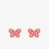 Boucles d'oreilles clous papillon or jaune 750 ‰ et laque SO OR