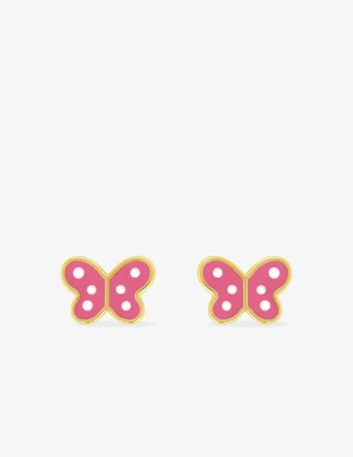 Boucles d'oreilles clous papillon or jaune 750 ‰ et laque SO OR