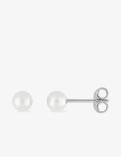 Boucles d'oreilles clous perles d'imitation argent rhodié 925 ‰ 4 mm SO OR