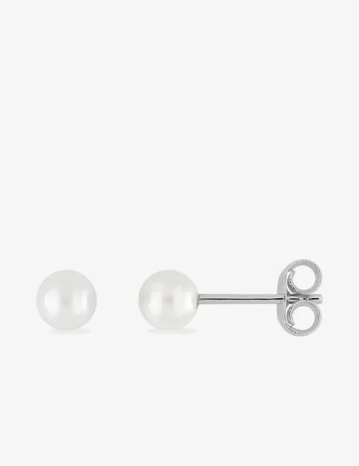Boucles d'oreilles clous perles d'imitation argent rhodié 925 ‰ 4 mm SO OR