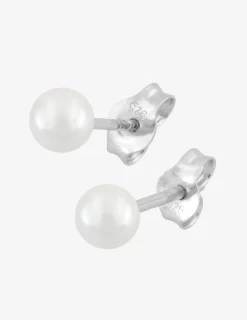 Boucles d'oreilles clous perles d'imitation argent rhodié 925 ‰ 4 mm SO OR