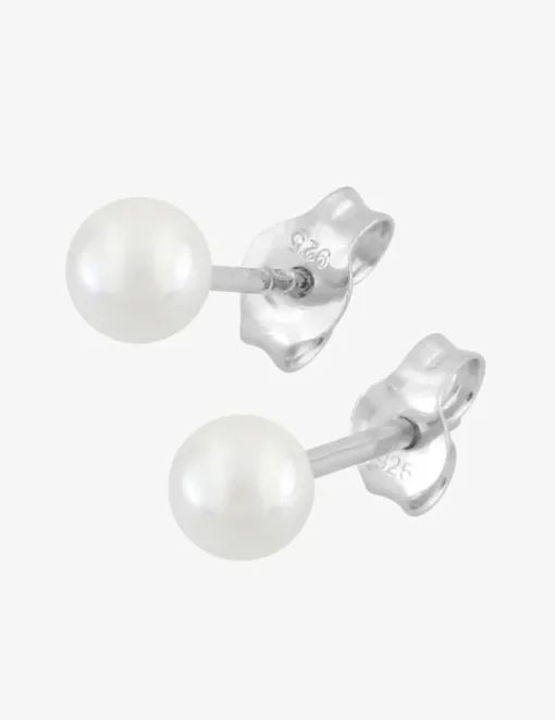 Boucles d'oreilles clous perles d'imitation argent rhodié 925 ‰ 4 mm SO OR