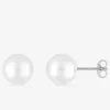 Boucles d'oreilles clous perles d'imitation argent rhodié 925‰ 9 mm SO OR