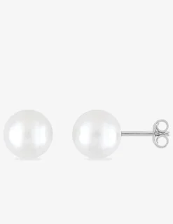 Boucles d'oreilles clous perles d'imitation argent rhodié 925‰ 9 mm SO OR