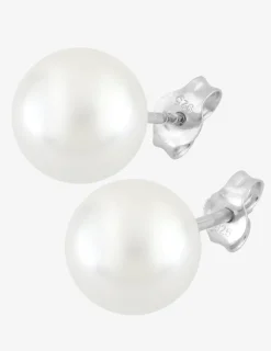 Boucles d'oreilles clous perles d'imitation argent rhodié 925‰ 9 mm SO OR