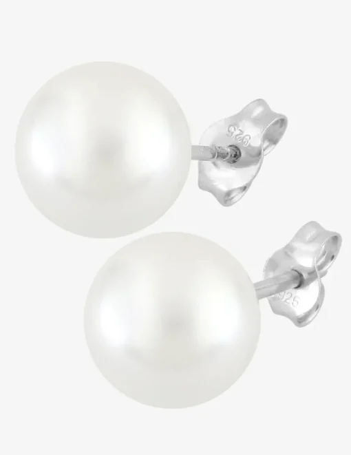 Boucles d'oreilles clous perles d'imitation argent rhodié 925‰ 9 mm SO OR