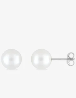 Boucles d'oreilles clous perles d'imitation argent rhodié 925‰ 8 mm SO OR