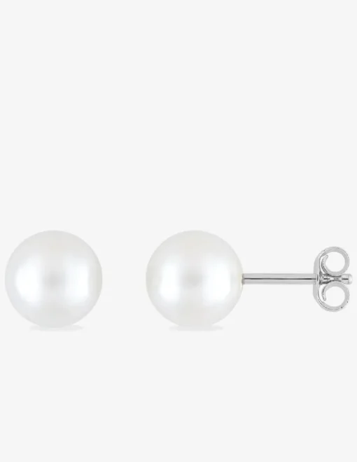 Boucles d'oreilles clous perles d'imitation argent rhodié 925‰ 8 mm SO OR