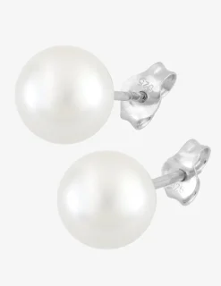 Boucles d'oreilles clous perles d'imitation argent rhodié 925‰ 8 mm SO OR