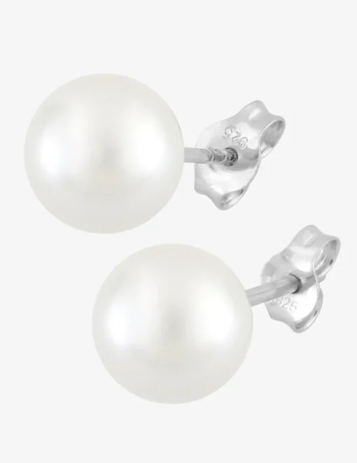 Boucles d'oreilles clous perles d'imitation argent rhodié 925‰ 8 mm SO OR
