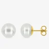 Boucles d'oreilles clous perles de culture et Or jaune 750‰ SO OR