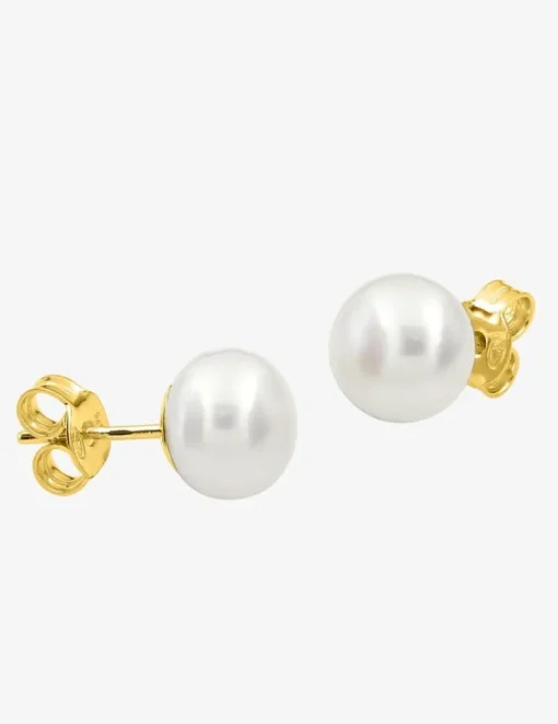 Boucles d'oreilles clous perles de culture et Or jaune 750‰ SO OR