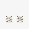 Boucles d'oreilles clous plaqué or et oxyde de zirconium serti griffes 6 mm SO OR